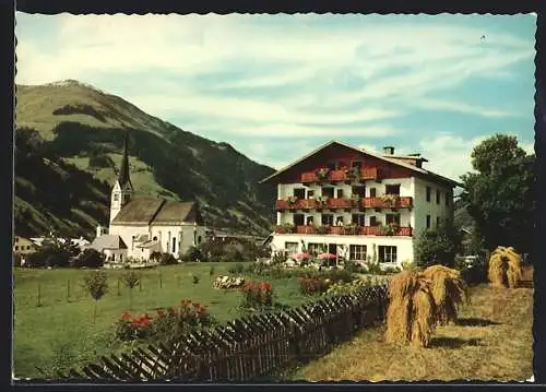 AK Rauris, Gasthof-Pension Sonnhof Grösslbauer, mit Kirche