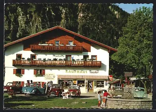 AK Haldensee, Fremdenheim u. Kaufhaus Taucher, VW-Käfer