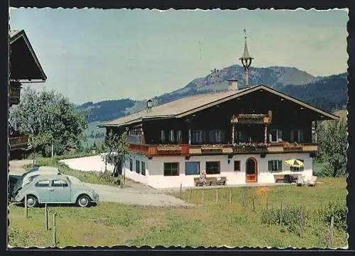 AK Fieberbrunn, Gasthof Grosslehen S. Geisl, VW-Käfer