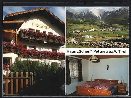 AK Pettneu a./A., Pension Haus Scherl, Ortsansicht