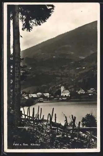 AK Feld a. See /Kärnten, Uferpartie mit Kirche