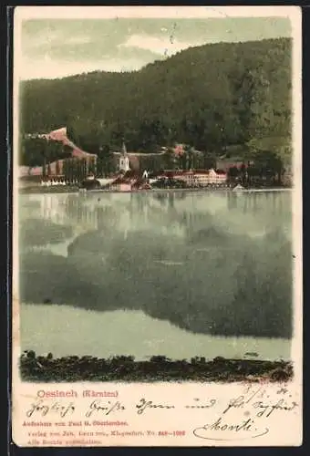AK Ossiach, Blick über den See auf den Ort