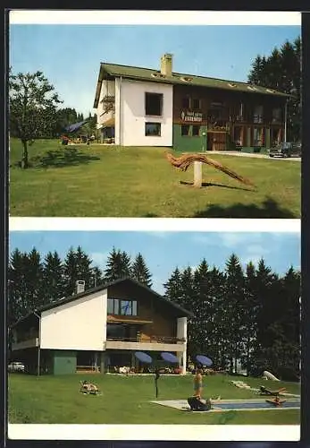 AK Bad Villach, Hotel Garni Eichenhof, Jesenfeldrain 10, Garten mit Schwimmbecken