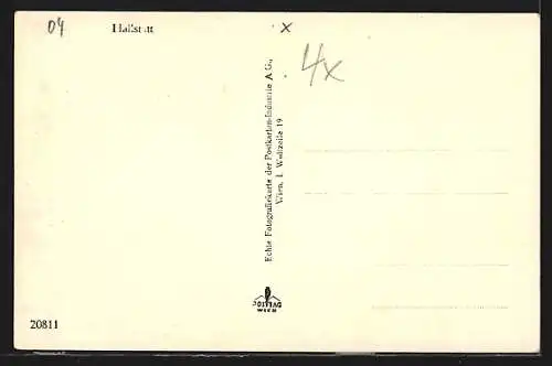 AK Hallstatt, Uferpartie mit Kirche