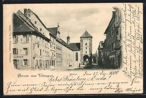 AK Villingen / Baden, Strasse mit Gasthaus zum Bären und Kloster