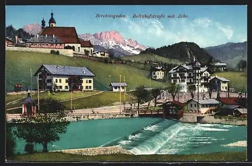 AK Berchtesgaden, Bahnhofstrasse mit Ache