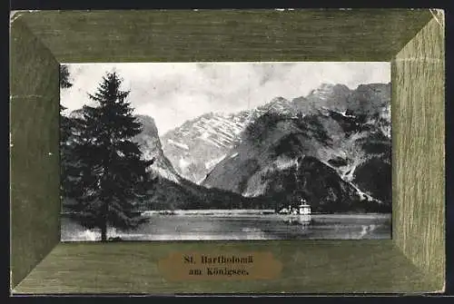 AK St. Bartholomä am Königsee, Uferpartie mit Bergen