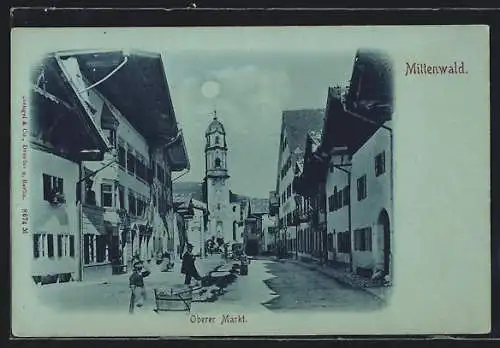 AK Mittenwald, Strassenpartie am oberen Markt