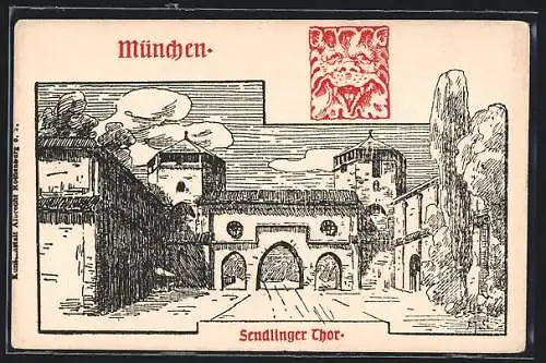 Künstler-AK München, Sendlinger Tor