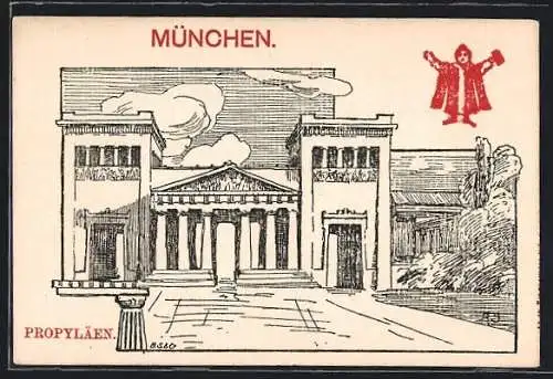 Künstler-AK München, Propyläen, Münchner Kindl
