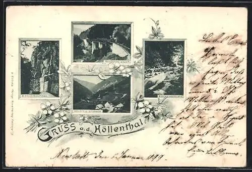 AK Höllsteig, Gasthaus Sternen im Höllenthal, Ravenna-Viadukt, Ravenna-Wasserfall