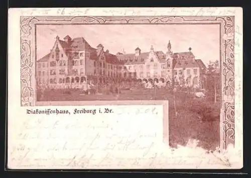 AK Freiburg / Breisgau, Diakonissenhaus, Rahmen mit Dornenranken