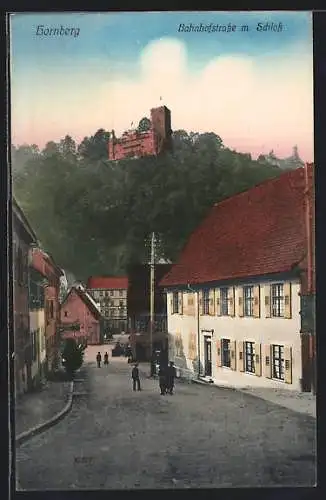 AK Hornberg / Baden, Bahnhofstrasse mit Schloss