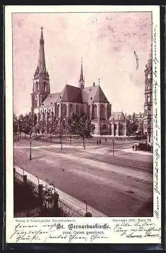 AK Karlsruhe, St. Bernarduskirche von Osten gesehen