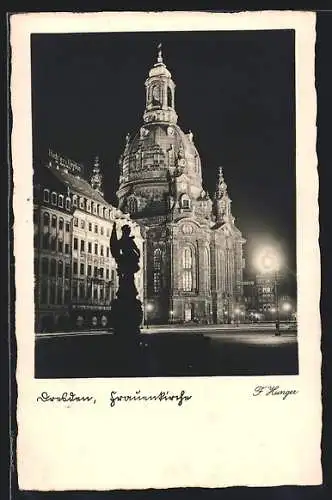 AK Dresden, Die Frauenkirche bei Nacht