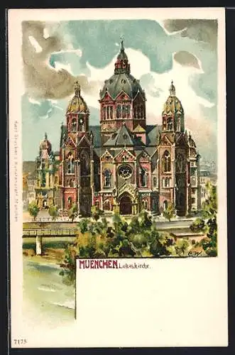 Lithographie München, Darstellung der Lukaskirche