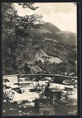 AK Berchtesgaden, Café-Restaurant Lockstein, Terrasse und Aussichtspunkt