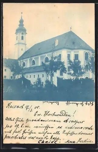 AK Reisach / Inn, Blick auf das Kloster