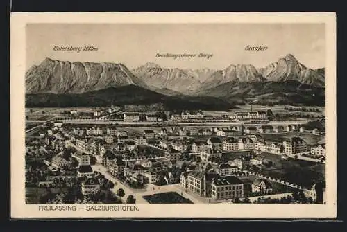 AK Freilassing, Ortsansicht mit Untersberg und Staufen, Panorama