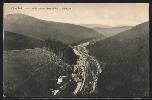 AK Oberhof / Thüringen, Blick nach Bärenstein und Bahnhof