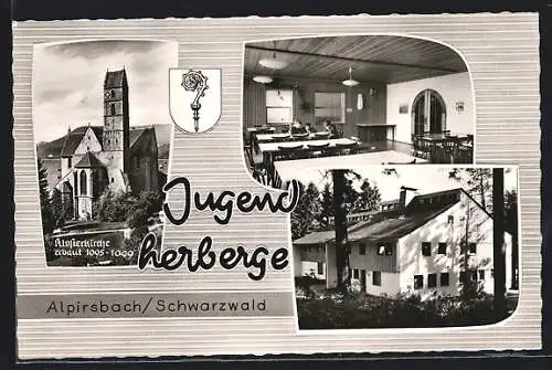 AK Alpirsbach / Schwarzwald, Klosterkirche & Jugendherberge mit Innenansicht