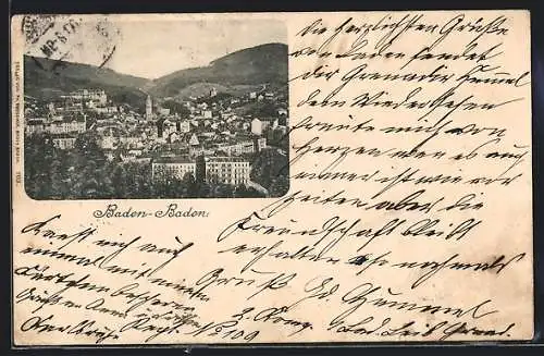 AK Baden-Baden, Teilansicht mit Bergen