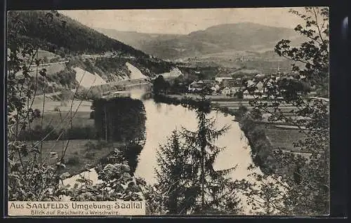 AK Saalfeld / Thür., Saaletal mit Blick auf Reschwitz und Weischwitz