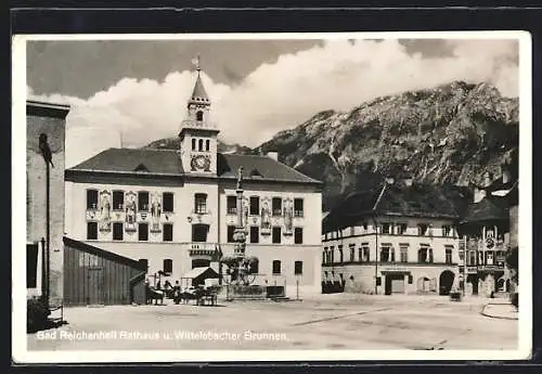 AK Bad Reichenhall, Rathaus und Wittelsbacher Brunnen