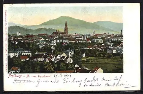 AK Freiburg / Breisgau, Blick vom Jägerhaus auf den Ort