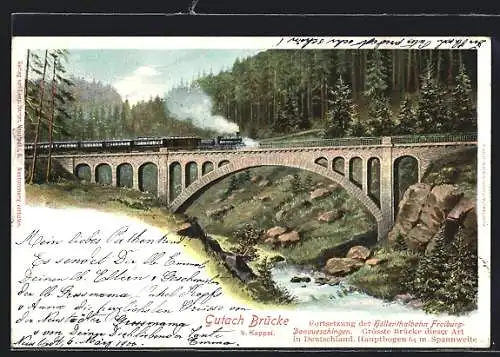 AK Kappel / Hochschwarzwald, Gutach-Brücke mit Zug
