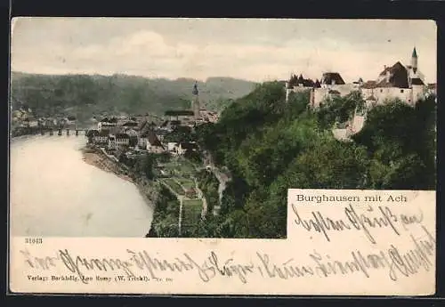 AK Burghausen / Salzach, Achpartie mit Schloss