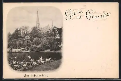 AK Chemnitz, Am Schlossteich mit Kirche