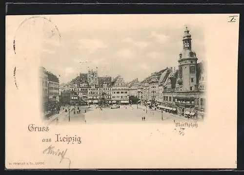 AK Leipzig, Marktplatz mit Geschäften