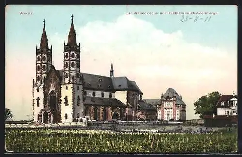 AK Worms, Liebfrauenkirche und Liebfraumilch-Weinberge