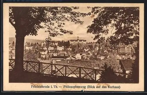 AK Friedrichroda i. Th., Philosophenweg mit Blick auf das Kurhaus