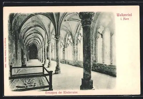 AK Walkenried i. Harz, Kreuzgang der Klosterruine