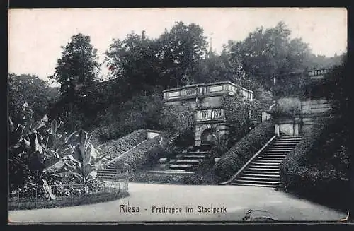 AK Riesa, Freitreppe im Stadtpark