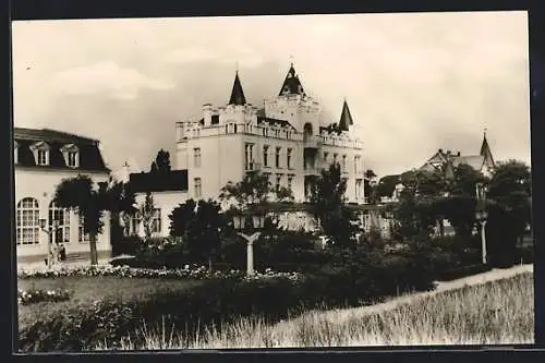 AK Zinnowitz, Strandpromenade mit IG-Wismut-Erholungsheim Klement Gottwald