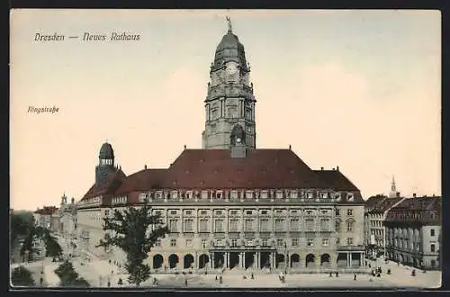 AK Dresden, Neues Rathaus an der Ringstrasse