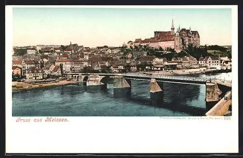 AK Meissen / Elbe, Ortsansicht mit Flusspanorama