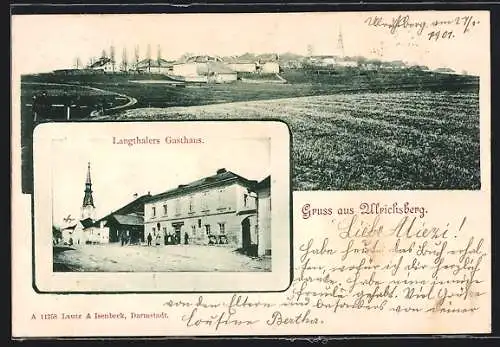 AK Ulrichsberg, Langthalers Gasthaus, Ortsansicht