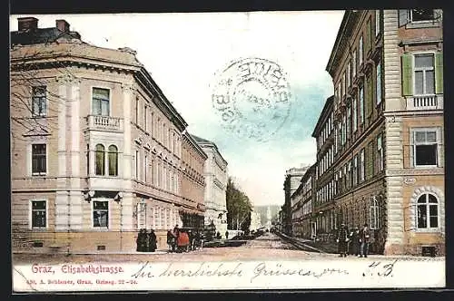 AK Graz, Passanten in der Elisabethstrasse