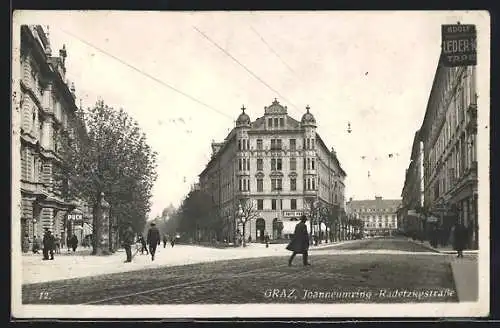 AK Graz, Johanneumring, Radetzkystrasse, Geschäft v. Fritz Ferber