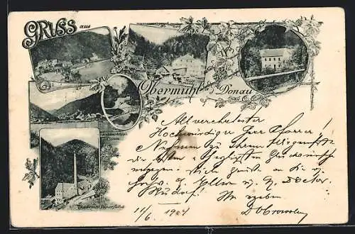 AK Kirchberg ob der Donau, Obermühl, Müllersche Papierfabrik, Ortsansicht