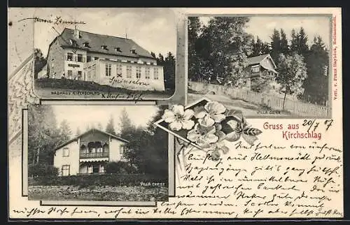 AK Kirchschlag, Badhaus, Villa Geier, Villa Christ