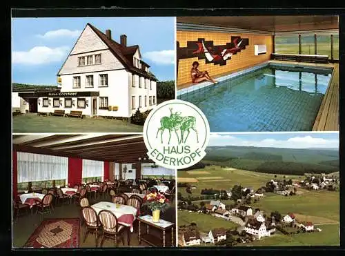 AK Benfe, Gasthaus Haus Ederkopf, Aussen- u. Innenansichten, Ortspanorama