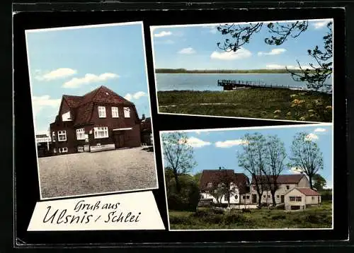 AK Ulsnis /Schlei, Ortspartie und Blick zur Schlei