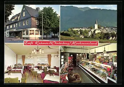 AK Winterberg /Sauerland, Café Krämer, Ortsansicht mit Kirche