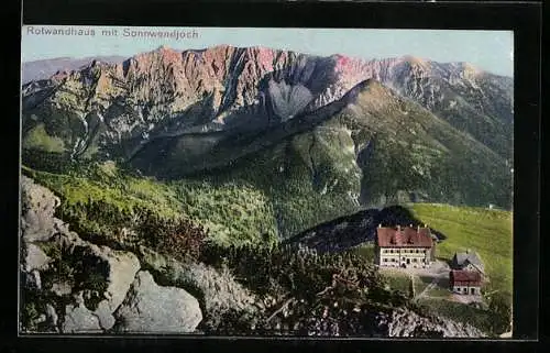 AK Rotwandhaus, Berghütte mit Sonnwendjoch