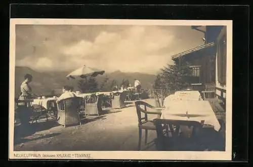 AK Schliersee am Tegernsee, auf der Terrasse des Neureuthaus